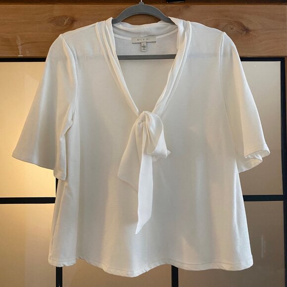 Anthropologie Eri + Ali Tie Front White Top - Picture 4 of 6